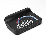 AMROOLOO Auto HUD Head up Display, OBD2 & GPS Dual Modes HUD, Tachometer, KM/H und MPH, Kompatibel mit Allen Autos …