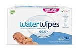 WaterWipes plastikfreie, originale Reinigungstücher für Babys, 720 Stück (12 Packungen), 99,9 % wasserbasierte Reingugnstücher, unparfümiert für empfindliche Haut