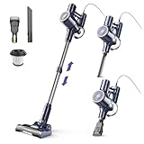 YISORA Staubsauger, 6-in-1 Stielstaubsauger & Handstaubsauger mit 6M Kabel, 23Kpa stark Saugkraft, 600W Motor, freistehender Staubsauger Beutellos Vacuum Cleaner für Harte Böden Teppich, klein leicht