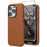 SURPHY Hülle für iPhone 14 Pro Max Leder Hülle mit Displayschutzfolie, Kunstleder Handyhülle iPhone 14 Pro Max Case 6,7 Zoll, iPhone 14 Pro Max Dünne Schutzhülle (mit Mikrofaserfutter) (Braun)