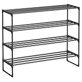 SONGMICS Schuhregal 4 Ebenen, Schuhständer Metall, Schuhaufbewahrung, Schuh-Organizer, aufrecht oder umgedreht, für 20-25 Paar Schuhe, stapelbar, Flur, 30 x 92 x 75 cm, schwarz LSA14BK