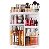 Auxmir Make Up Kosmetik Organizer, 360° Drehbar Skincare Beauty Organizer, Schmink Kosmetikbox Aufbewahrungbox aus Kunststoff für Dresser Schlafzimmer Badezimmer, Weiß