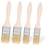 Parthan 4 Stück Set Backpinsel mit Holzgriff - Hitzebeständige Naturborsten zum Backen und Grillen, Vielseitig Einsetzbar, Lebensmittel Pinsel (1 Zoll, 2 Zoll)