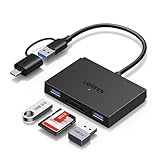 UGREEN 4 in 1 SD Kartenleser, USB C & USB 3.0 OTG Adapter und Kartenlesegerät mit SD, TF and 2*USB 3.0 Ports, SD Card Reader 5Gbps kompatibel mit iPhone 16 Serie/iPad/Laptop/Desktop