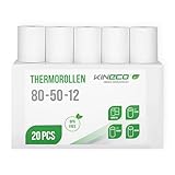 Kineco Kassenrollen 80mm x 50m x 12mm - Thermorollen, Thermopapier, Bonrollen (80x60x12) 20 Rollen