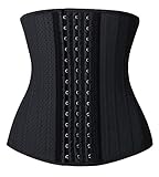 YIANNA Korsett Shapewear Damen Bauchweg Stark Formend Latex Waist Trainer Sport Body Shaper Corsage Taillen Mieder Taillenformer Schwarz 20173 XS