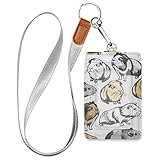 OTVEE Ausweishülle mit Meerschweinchen-Motiv, PU-Leder, mit Umhängeband und Schlüsselring