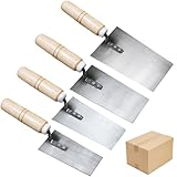 Edelstahl Maurerkelle Set: Stukateurkellen Set 4-teilig, Trapezförmige Edelstahl-Maurerkelle, Gipserspachtel mit Holzgriff Stukkateurkelle Gipserkelle Stukkateurspachtel Kelle(50mm 55mm 60mm 80mm)