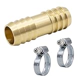 VARIOSAN Schlauchverbinder 14856, 3/4' (19 mm), Messing, inkl. Schlauchschellen (Edelstahl / V2A)