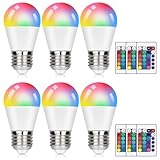 Kowanie LED Glühbirne mit Fernbedienung E27 RGB Lampe - 6er-Pack LED Farbwechsel Lampe Dimmbar 4W Farbige Birne Warmweiß 3000K Bunt Edison Bulb für Party Bar KTV Dec - 15 Farbe 4 Dynamic Modes