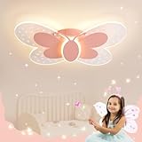 LUCKINHAND LED Deckenleuchte Rosa Schmetterling Deckenlampe Dimmbar mit Fernbedienung,Nachtlichtfunktion,Kinderzimmer Schlafzimmer Wohnzimmer Flur Jungen und Mädchen Schlafzimmer Deckenleuchten 35cm