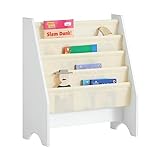 SoBuy FRG225-W Kinder-Bücherregal Hängefächerregal Zeitungsständer mit 4 Ablagefächern Büchergestell BHT ca: 62x71x29cm