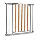 Hauck Türschutzgitter / Treppenschutzgitter für Kinder Wood Lock 2 Safety Gate inkl. 9 cm Verlängerung / ohne Bohren / 84 - 89 cm breit / erweiterbar / Metall Holz Gitter / grau