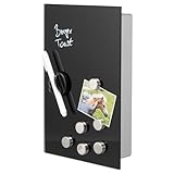 bremermann Schlüsselkasten mit Glasfront, beschreibbar, 8 Haken, 6 Magnete, 1 Marker,1 Marker-Halter, Korpus aus Metall grau pulverbeschichtet (Black)