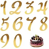 0–9 Zahl für Kuchenaufsatz, Acryl-Zahlen-Kuchenaufsatz, glänzend verspiegelt, goldene Picks für alles Gute zum Geburtstag, Hochzeitstortendekorationen