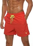 donhobo Badeshorts für Herren Schnelltrocknend Schwimmhose Badehose Jungen Strand Surf Freizeit Schwimmen Laufen Board Shorts (Orange, L)