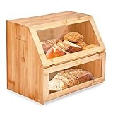 sølmo Brotkasten Brotkasten aus Holz, geruchs- und geschmacksneutral, Brotaufbewahrung mit transparentem Deckel - viel Stauraum im Inneren, Selbstmontage - 39x32x25 cm - braun