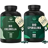 Bio-Algen Presslinge Bundle - Bio Spirulina und Bio Chlorella Presslinge (jeweils 600 Tabletten