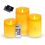 UCAMP LED Kerzen,Flammenlose Kerzen,Batteriebetrieben,3 Stück Flammenlose Kerzen,Realistische Batteriebetriebene Kerzen,Flammenlose Kerzen mit Timer,Deko für Hochzeit, Party, Weihnachten, Advent