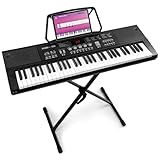MAX KB15 - Keyboard Piano mit 61 Tasten, Mikrofon und Display, Keyboard mit Ständer, 8 Stunden Akku, 70 Songs & Klangarten, 8 Percussions, Lern-Funktion, Klavier Keyboard Anfänger, USB-C