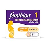 Femibion 1 Frühschwangerschaft, Tägliches Nahrungsergänzungsmittel für SSW 1-12, mit Cholin, Folsäure, Metafolin, 8-Wochen-Pack, 56 Stück