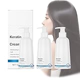 Keratin-Revitalisierungscreme, Haarglättende Spülung für Frauen, Keratin-Boost-Haarglättung, Feuchtigkeitsspendende Tiefenpflege, Reparatur von Spliss und Glanz, Für alle Haartypen (3 PCS)