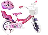 A.T.L.A.S. Mädchen Kinderfahrrad 12 Zoll Minnie Von Disney, Ausgestattet mit 1 Bremse, Korb Vorne, Puppenhalterung Hinten, Schutzblech + Helm Inklusive (30,5 cm), Maus, inkl, Rosa, 12''