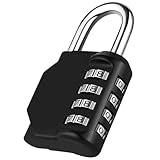 NAGE Schloss mit Zahlencode, Vorhängeschloss mit Zahlencode für Sicherheit im Innenbereich und Langlebigkeit im Freien, Zahlenschloss 4 Stellig, Spindschloss, Zahlen Schloss für Tür (1 Stück, Schwarz)