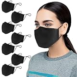 ANSTA Stoffmaske, 7-teilig, waschbar, Gesichtsmasken aus Baumwolle, multifunktional, für Damen und Herren, waschbarer Stoff, wiederverwendbar, Unisex, verstellbar, Staubschutz, Schwarz