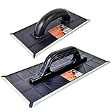 HERO Schleifbrett 2er Set Raspelbrett Egalisierungsbrett 400mm x 270mm Handschleifer Reibebrett mit verzinktem Stahlblech-Raspelbelag WDVS-Schleifer Styropor Hobel Porenbetonhobel Gasbetonhobel