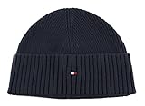 Tommy Hilfiger Herren Strickmütze TH Flag Short Beanie Wintermütze, Blau (Space Blue), Einheitsgröße