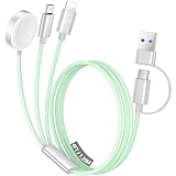 Temdan 3-in-2-USB-C-Kabel für Apple Watch-Ladegerät/iPhone 16 Ladegerät/Lightning, Multi-Ladekabel, Camping-Essentials, entworfen für iWatch und iPhone 4,6–3,6–1,2–1,2 m, Grün