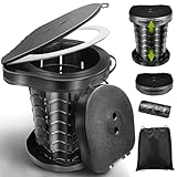 Campingtoilette Faltbar mit Toilettenbeutel, Campingklo mit Deckel, Mobile Toilette Höhe 34cm, Tragbar, Stabil, Max 400 Lbs, für Outdoor-Camping, Grillen, Reisen, Angeln, Strand, Selbstfahren