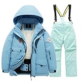 Generisch 2026 Kinder Skianzug Fleece Tasche Jacke Und Hose Winter Windbroek Snowboarden Unisex Kid Winter Warme Schneeanzüge (Green, 14-16 Years)