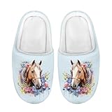 Belidome Kinder Winter Flauschige Hausschuhe für drinnen (Unisex), Pferdeblume, Large