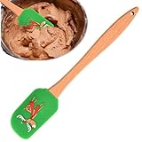 Silikonspatel mit Holzgriff, Weihnachtsschneemannspatel, Silikonschaber Integrierter Schaber mit Holzgriff, Backen von Keksen durch Rühren, Spachtel zum Dekorieren für