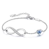 Infinity Armband Damen 925 Sterling Silber Rosegold or Edelstahl, Unendlichkeit Herz Armbänder Kristallen Armkette Valentinstag Muttertag Geburtstags Weihnachten Geschenk für Sie Frauen Freundin mama