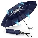 Herreicher Regenschirm Sturmfest Groß Taschenschirm Automatik - Winddicht Ständer Leicht Schirm Automatikschirm Reiseschirm Faltbar Kompakte Golf Umbrella für Herren/Damen/Kinder/Ältere (Blau)