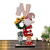 Generisch Weihnachtswichtel-Dekorationen - Alphabet Freistehende Tischdekoration,Schreibti-schdekoration, Holzhandwerk, Skandinav-ische Zwerge, Tischdekoration, Weihnachtsdekoration