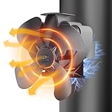 Dancial Magnetisch Kaminventilator,4 Blätter Wärmebetriebener Ofen-Ventilator,Leiser Rauchrohr-Kamin-Ventilator für Holzscheit-Brenner-Kamin, mit 2pcs Magnete &1pcs Ersatzteil Ring