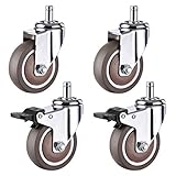 Lenkrollen, strapazierfähig, 360°, Gummi, für Bürostühle, universelle Passform, mit Standardschaft/Bremse, 6,3 cm/2,5 Zoll Durchmesser