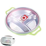 HYRYC Mikrowellen Teller 1300 ml Mikrowellengeschirr mit Deckel 22CM Mikrowellenteller für Mikrowelle und Frosten Übriger Speisen mit 3 Fach Aufteilung Deckel mit Belüftung BPA Frei (Grün)