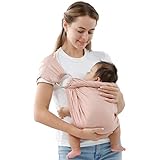 Vrbabies Doppel Ring Sling Tragetuch Einstellbar Babytragen Babytragetücher Baby Kinderbetreuung -Babybauchtrage für Neugeborene Kleinkinder bis 15 KG (Rosa1)