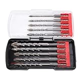 Jectse 10-teiliges Gezahntes Bohrer-Set, 1/4 Zoll Sechskantschaft, 4, 5, 6, 8, 10, 12 Mm, Hartmetallspitze, Mauerwerk, Betonbohrer, mit Rostschutz für Fliesen, Glas, Keramik, Holz,