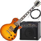 Rocktile Pro L-200OHB E-Gitarre Set – Single Cut in Orange Honey Burst mit Humbucker, Mahagoni-Korpus & 75W Verstärker AK30A – Anfänger & Fortgeschrittene – Komplettset inkl. Kabel & Combo-Verstärker