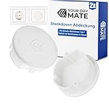 Steckdosen Abdeckung, 2 Stück, in Weiß, Steckdosenschutz vor Staub, Spritzwasser, für SchuKo Buchse Typ F, Deckel Kappe für Steckdosenleiste, Mehrfachsteckdose, Kabeltrommel, Küche, Werkstatt, Hotel