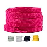 LaceHype 2 Paar - Premium Schnürsenkel flach reißfest Schuhbänder [10 mm breit ] Ersatz Shoelaces aus Polyester für Sneakers, Sportschuhe, Laufschuhe (Neon Pink, 120)