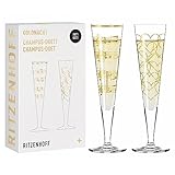 Ritzenhoff 6031006 Champagnerglas 200 ml - Serie Goldnacht Duett Best of 2022-2 Stück mit Echt-Gold - Made in Germany