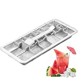 Metall-Eiswürfelbehälter Gefrierschrank Küche Eisbereiter 18 Schlitze Edelstahlschale leicht zu lösen abnehmbar ideal für Lebensmittel, Wasser, Cocktails, Kaffeegetränke, 28,6 x 12,1 cm