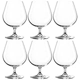 Leonardo Ciao+ Cognac-Gläser 6er Set, Cognac-Schwenker mit gezogenem Stiel, spülmaschinenfeste Weinbrand-Gläser, Höhe 13,5 cm, 400 ml, 061454